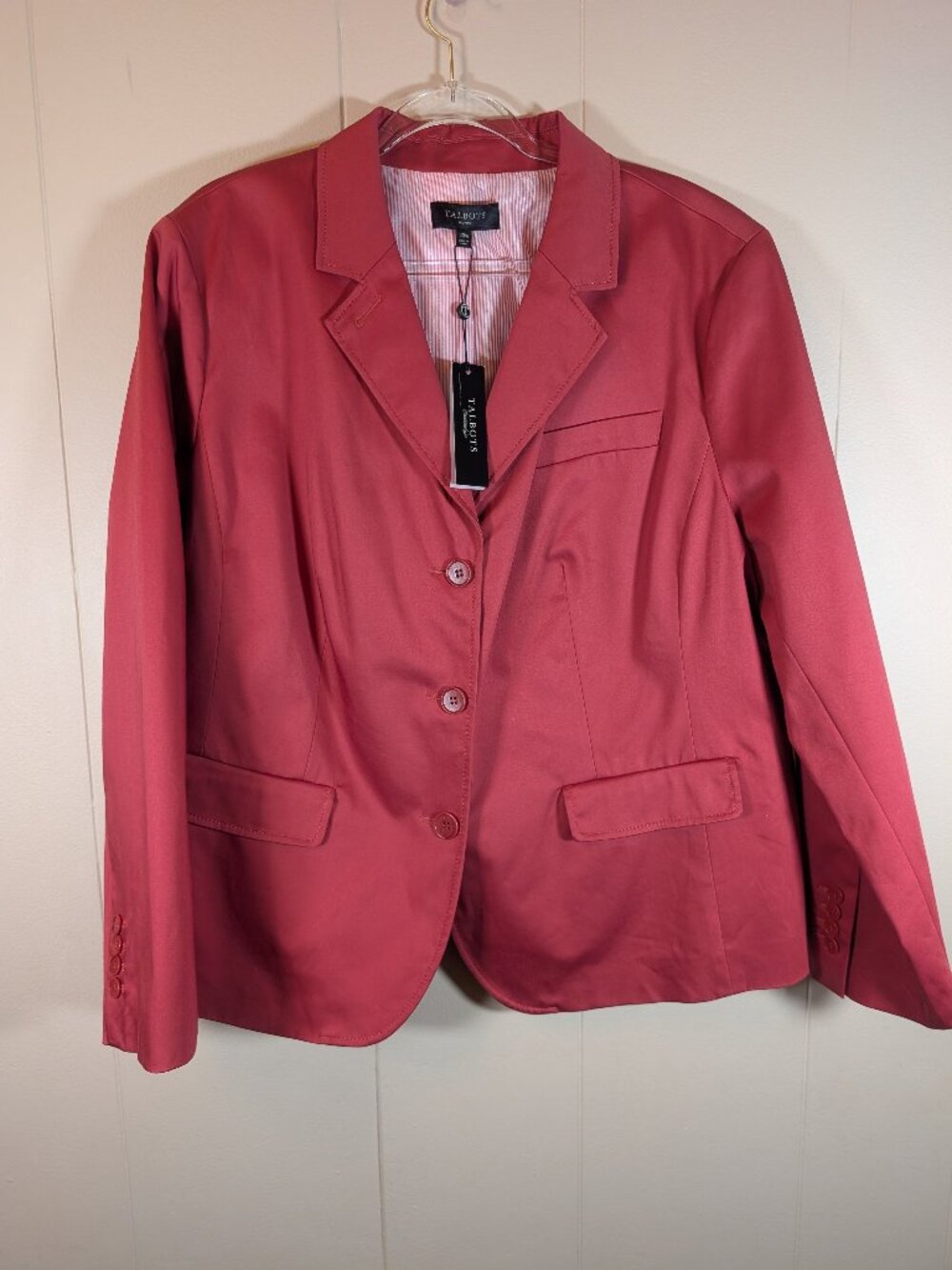 TALBOTS Grace Fit Blazer Women 20W Coral Red Stretch Cotton NWT Plus Size
